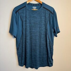 AND1 Mens Athletic T-Shirt XL Blue Marled Short Sleeve‎ Performance Tee Active
